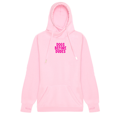 CLEARANCE SALE - Dog Lover Hoodie - Dogs Before Dudes - Pink with Neon