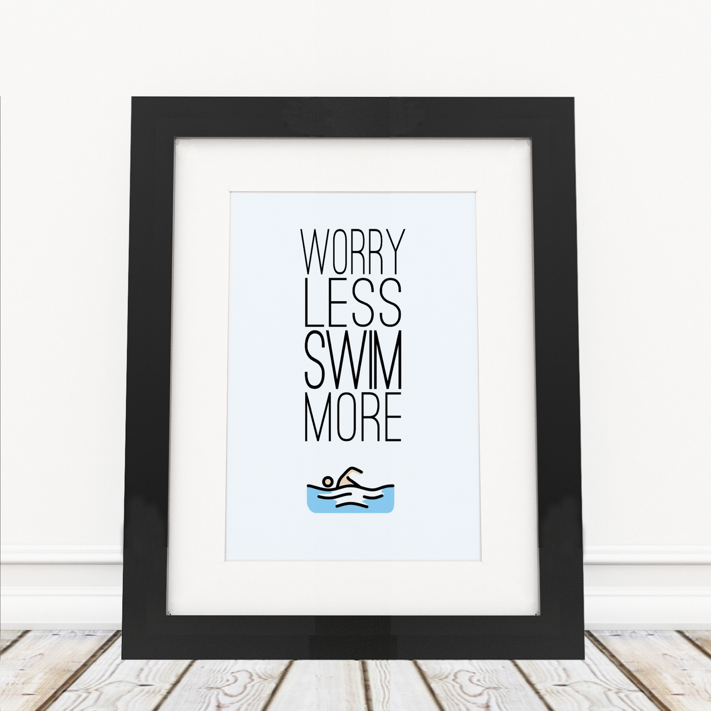 Worry Less Swim More - Framed Print