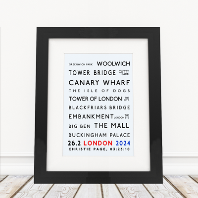 London 2024 - Marathon Landmarks - Framed Print
