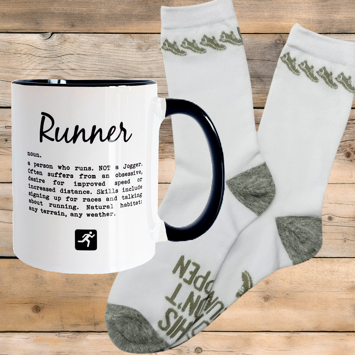 The "Get Out The Door and Run" - Mug and Socks Gift Set