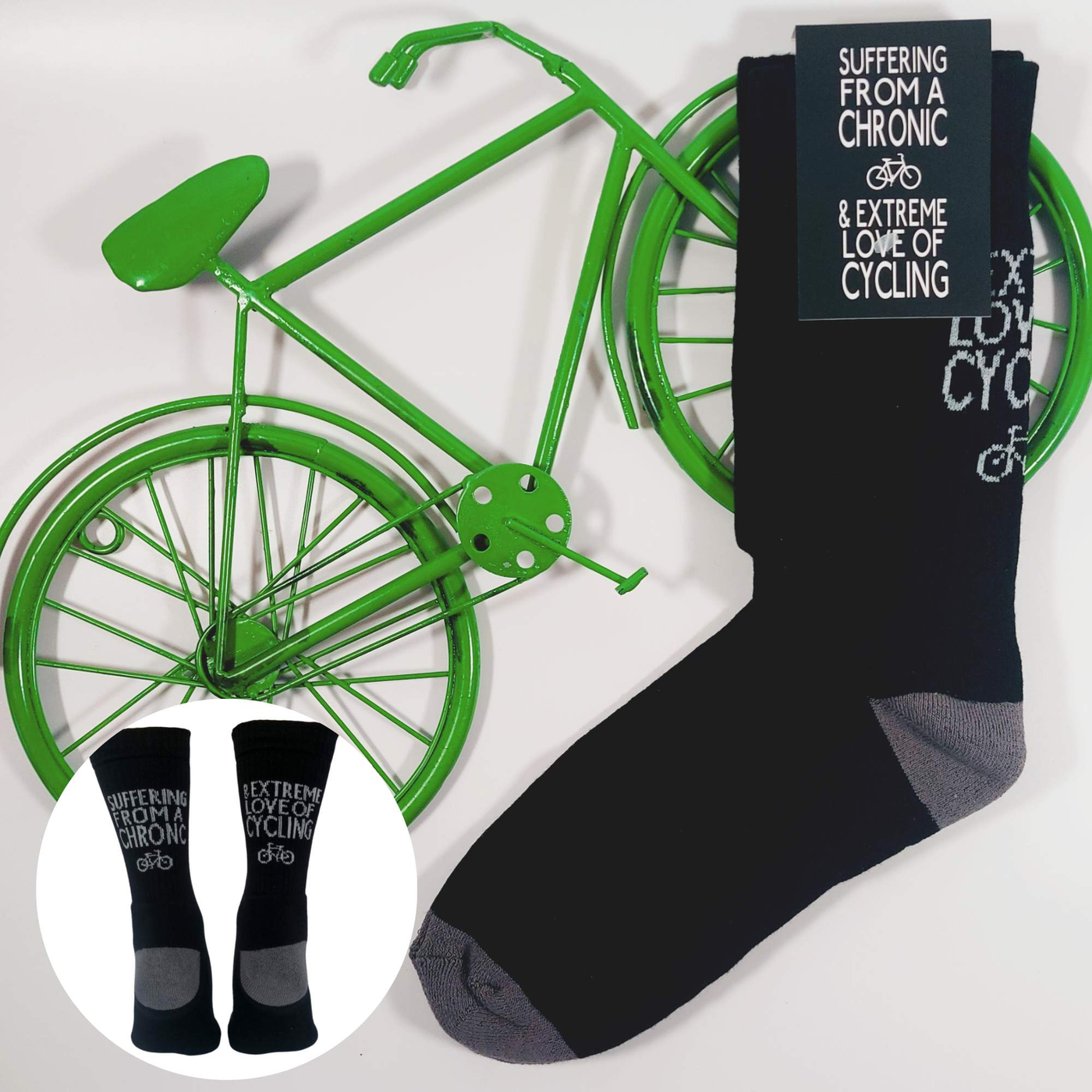 Suffering from a chronic and extreme love of cycling - Socks-Worry Less Design-Cycling,Cycling-Gift,Socks,Triathlon