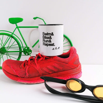 Swim Bike Run Repeat - Mug-Worry Less Design-Mug,Triathlon,Triathlon-Gift