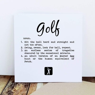 Golf Definition - Greetings Card-Worry Less Design-Golf,Greetings-Card