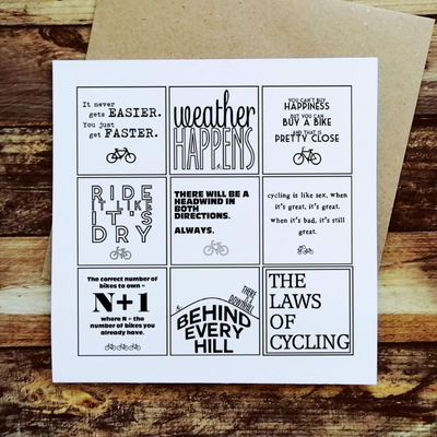 The Laws of Cycling  - Greetings Card-Worry Less Design-Cycling,Greetings-Card
