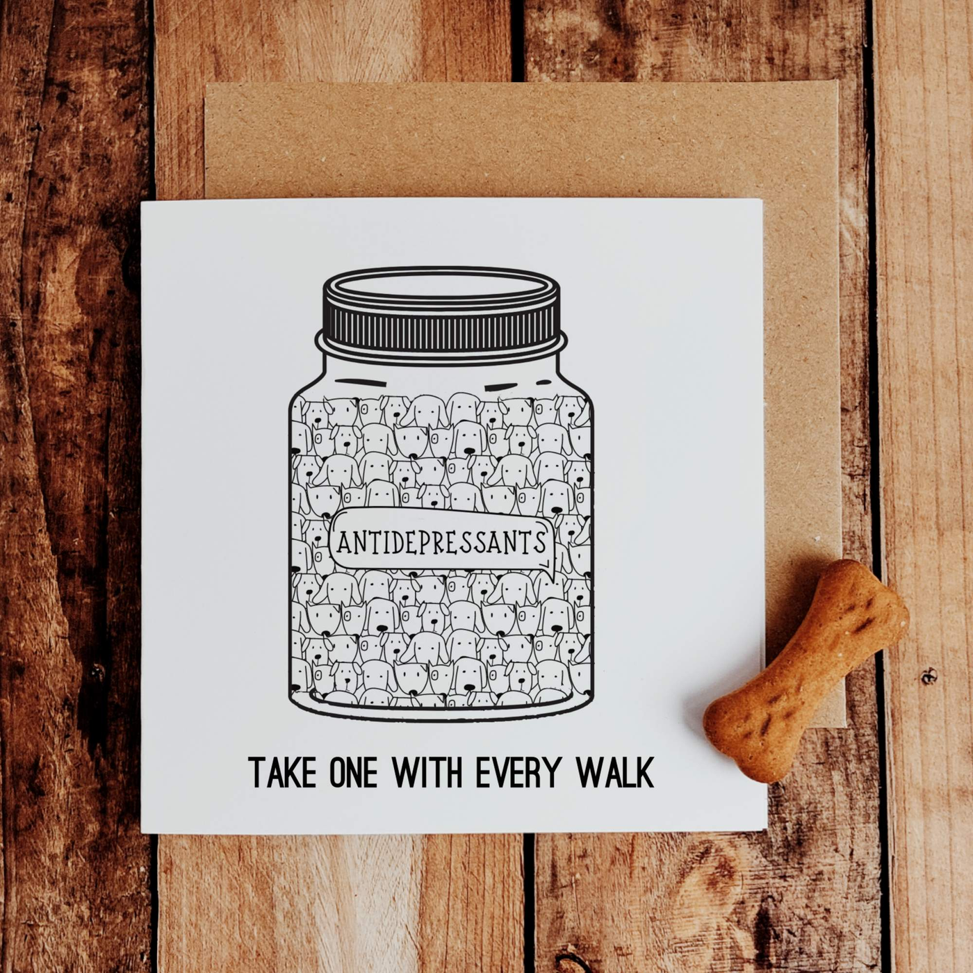 Take one with every walk - Greetings Card-Worry Less Design-Dogs,Greetings-Card