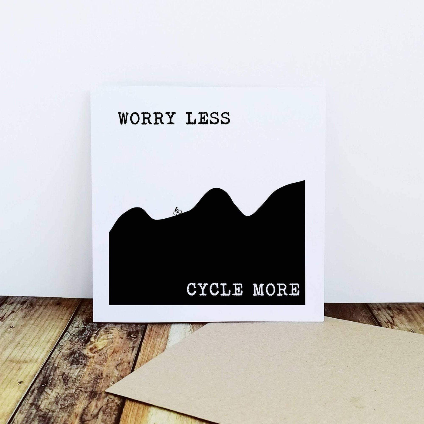 Worry Less Cycle More - Greetings Card-Worry Less Design-Cycling,Greetings-Card