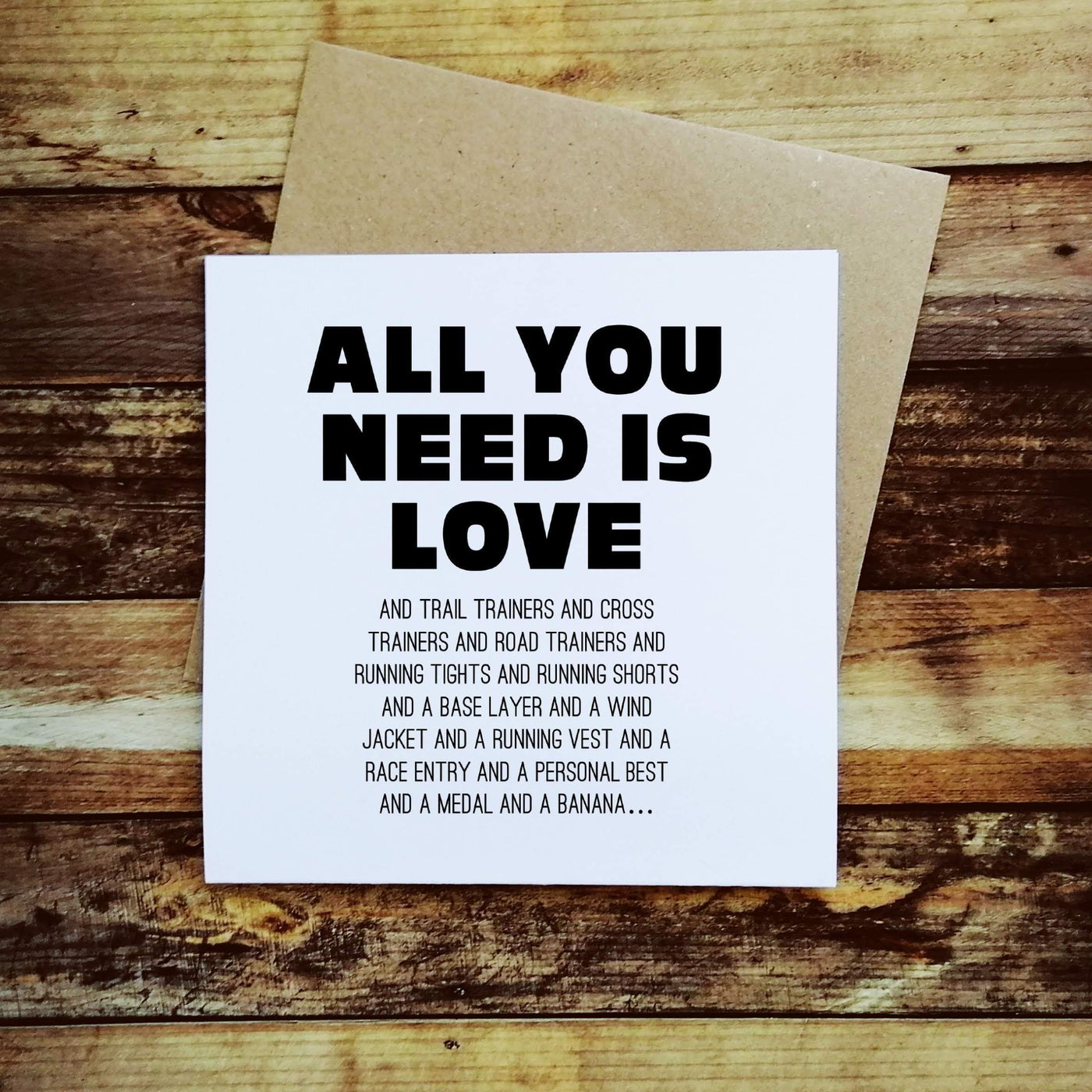 All you need is Love/Running - Greetings Card-Worry Less Design-Greetings-Card,Running
