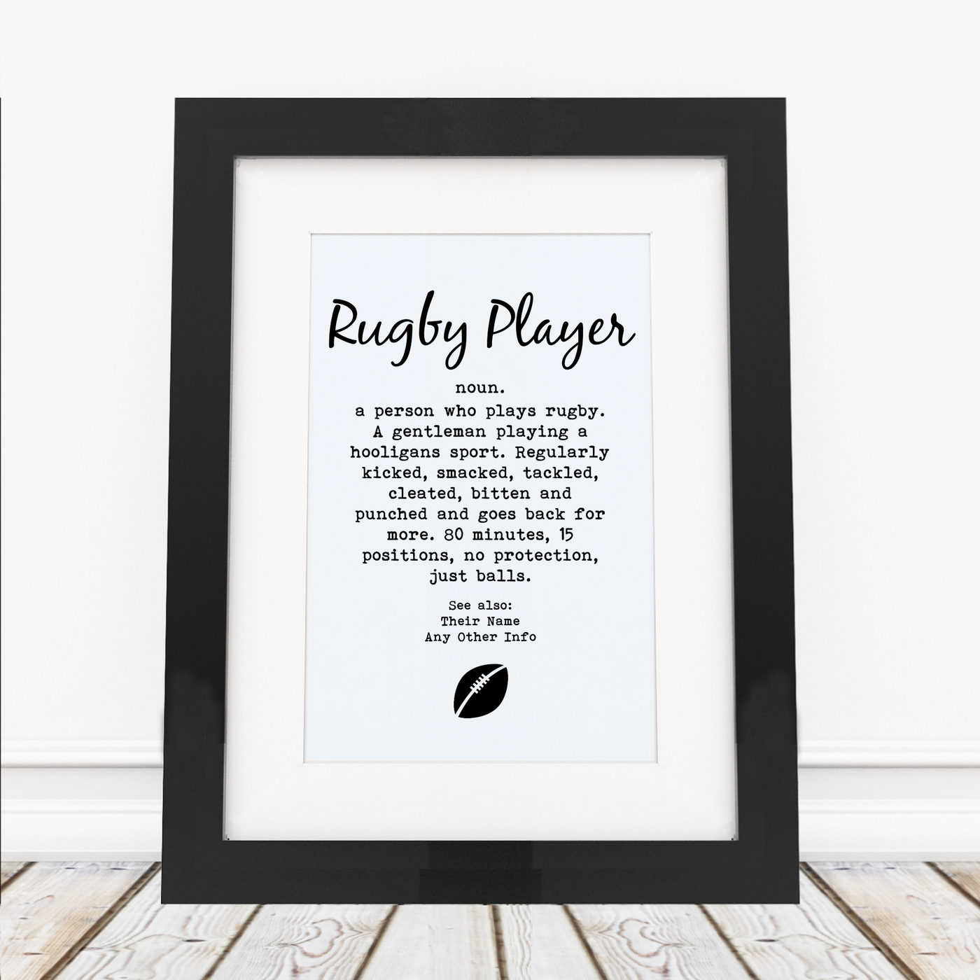 Rugby Player - Framed Print - Personalised