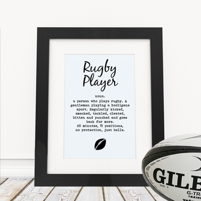 Rugby Player - Framed Print - Personalised