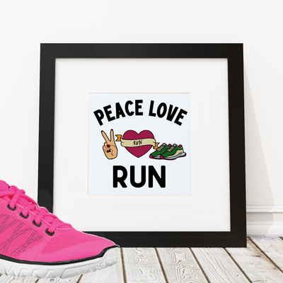 Peace Love Run - Framed Print