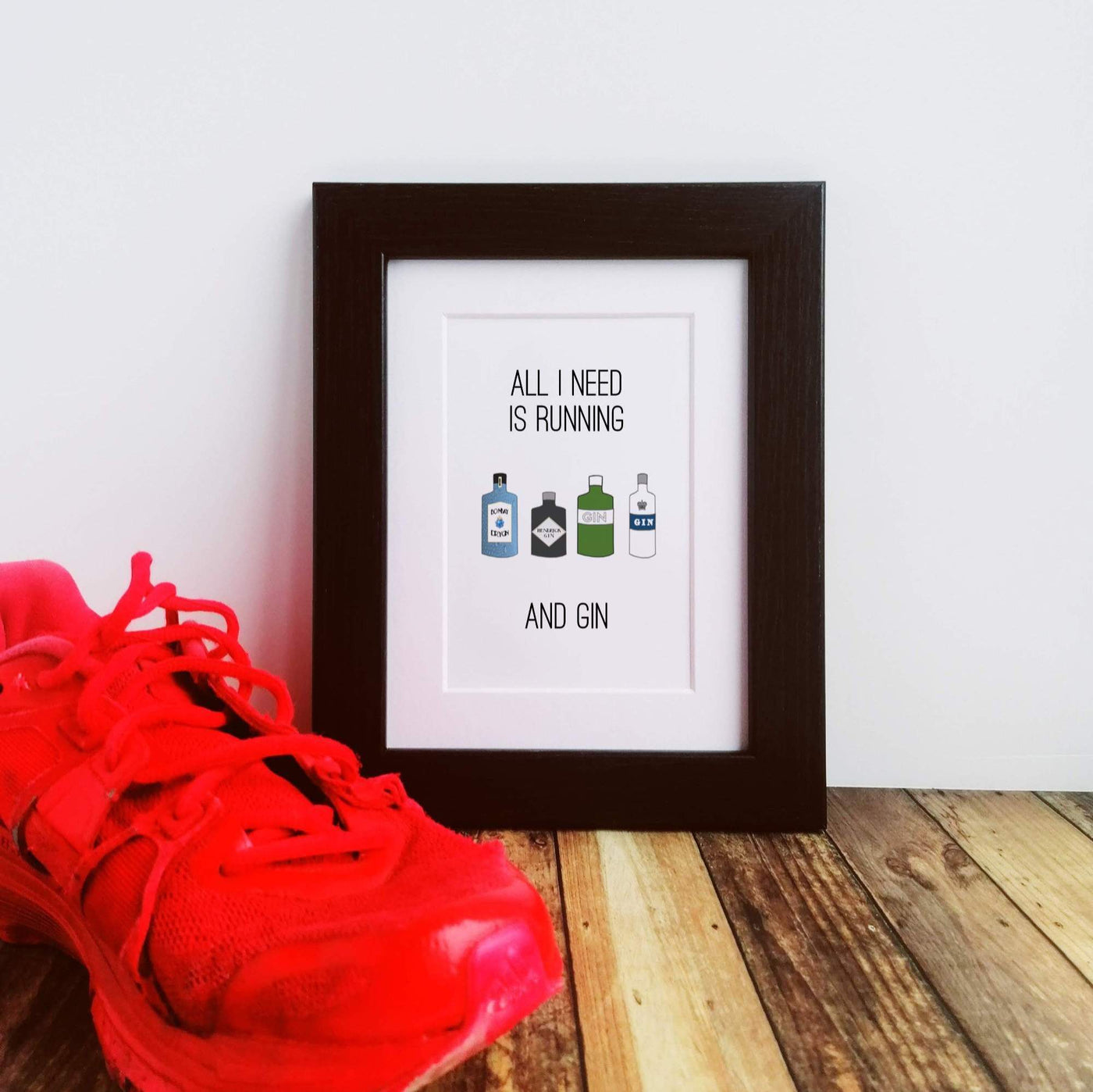 All I need is Running and Gin - Framed Print-Worry Less Design-Framed-Print,Letterbox,Running,Running-Gift