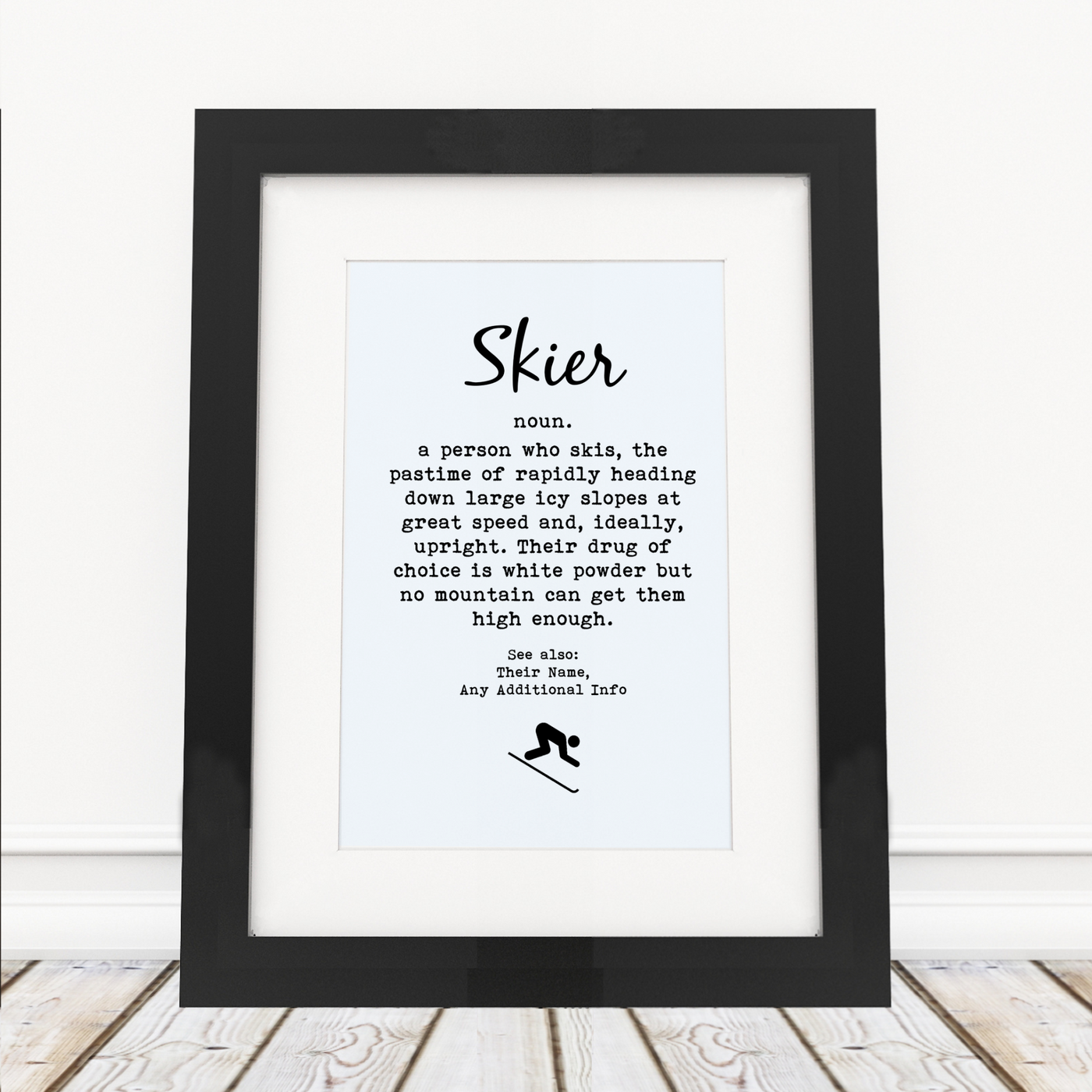 Skier - Framed Print - Personalised